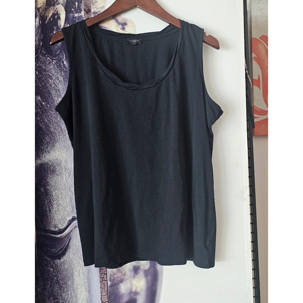 Talbots‎ Woman Black Tank Top Sleeveless Knit Casual Everyday Essential